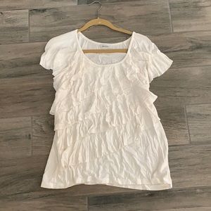 Brannan ruffle front top